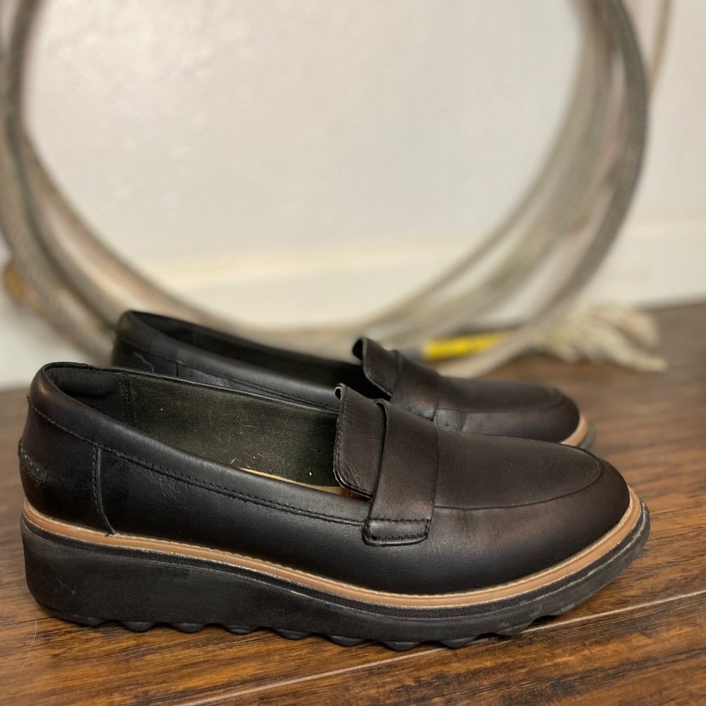 Black Women's Loafers Clarks Sharon Gracie Ultimate Comfort Collection Size 7